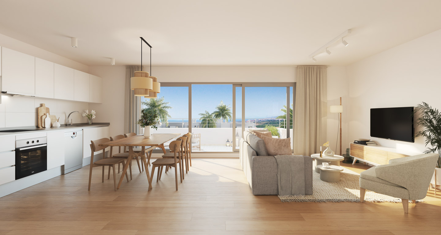2.VROM_LIVING_ROOM Apartments & Penthouses in Valle romano, Estepona